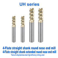 Fraise à rayon d'angle à 4 cannelures série UH en carbure, hélice à 45°, HRC55-70, fraise de fraisage ODM/OEM pour acier inoxydable et alliage de titane