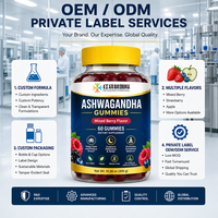Gummies d'Ashwagandha 60 unités, saveur baies mélangées, végétaliennes, sans gluten, supplément OEM personnalisé sous marque privée, qualité 100000, fabrication en usine certifiée