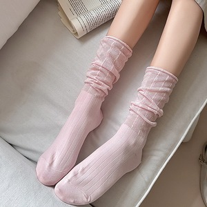 Calcetines de Verano para Niñas, Casuales, Transparentes, de Malla, con Cuello Redondo, Diseño de Canalé, Falda Delgada, Diseño Hueco, Calcetines Informales - Product Image 4