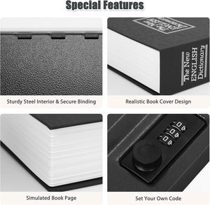 Caja Fuerte con Combinación de Seguridad AJF, Caja Metálica con Cerradura, 9.5" X 6.2" X 2.2", Negra, Grande - Product Image 4