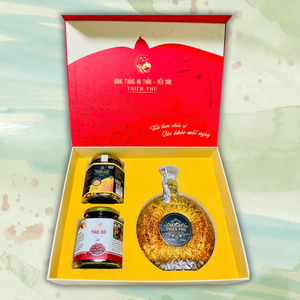 Premium Health Gift for Holidays Phu An Khang Luxury Gift Set Featuring Cordyceps <b>Wine</b>, Cordyceps Sinensis 15g and <b>Red</b> Dates - Product Image 1