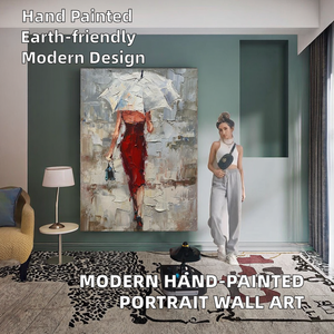 Peinture à l'huile sur toile originale minimaliste moderne, peinte à la main, portrait, écologique, art mural haut de gamme pour la maison, MF2612, peinte à la main - Product Image 4