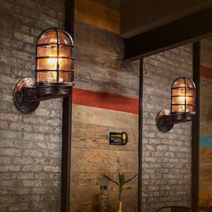 Étanche Extérieur Intérieur Style Industriel Cage Maison Porche Garage Patio Veilleuse Montage Lanterne Bocal Avec Applique Murale Led - Product Image 5