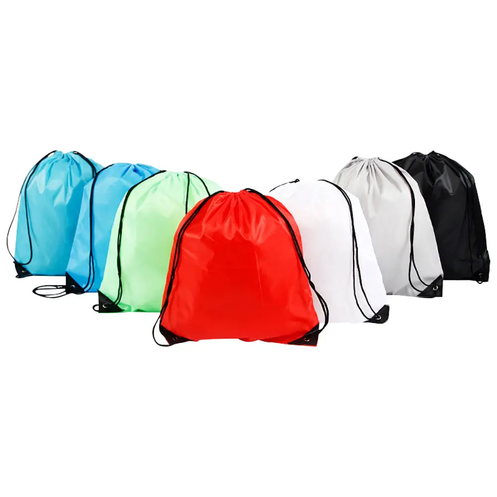 Экологически чистые большие простые многоразовые профессиональные сумки на шнурке с принтом логотипа под заказ, рюкзаки на шнурке под заказ