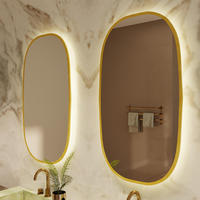 Miroir de vanité ovale de luxe avec cadre en aluminium rétroéclairé par LED, interrupteur tactile, montage mural, écologique et résistant à l'eau