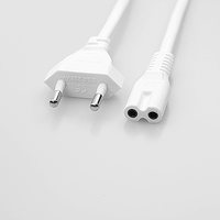 Kabel Daya AC IEC C7 Ke Eropa EU Soket Kabel 2 Pin untuk Lampu Meja Adaptor Printer Speaker Kabel 8 Akhir Putih