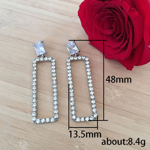 Orecchini Pendenti Lunghi Geometrici Quadrati Effetto Cristallo per Donne, Orecchini Pendenti che Valorizzano il Viso, Gioielli alla Moda per Uso Quotidiano e Feste - Product Image 5