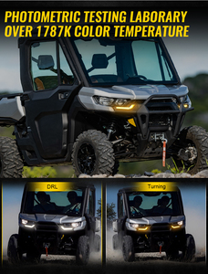 Feux de signalisation LED DOT, feux de jour DRL pour Can-Am Defender Max Commander 2020-2022, pour Can-Am Commander <span class=keywords><strong>700</strong></span> <span class=keywords><strong>DPS</strong></span> 2023, lampe blanche/jaune - Product Image 4
