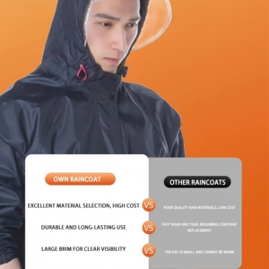 Imperméable réfléchissant double couche personnalisé avec capuche et pantalon, imperméable Oxford épais pour adulte, vêtements de <span class=keywords><strong>pluie</strong></span> séparés pour l'extérieur - Product Image 2