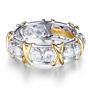 Anello di fidanzamento e <span class=keywords><strong>fede</strong></span> <span class=keywords><strong>nuziale</strong></span> in oro rosa 18 carati con diamanti in moissanite per coppie - Product Image 2