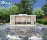 Mini-restaurant modulaire préfabriqué portable en forme de capsule, kiosque alimentaire à construction rapide pour parc et place, en acier, personnalisable