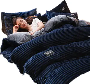wholesale luxury 100% French linen bedding sets flannel winter bed sheet set stone washed bedsheet duvet cover set