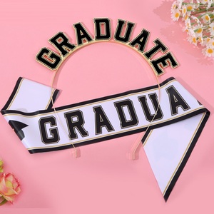 Diadema de Graduación y Tirantes para el Hombro, Sombrero de Graduación, Artículos para Fiestas de Graduación, Tiara Metálica de Graduado, Tirante de Satén para el Hombro - Product Image 2