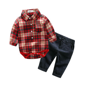 เสื้อผ้าเด็กผู้ชายแฟชั่นราคาโรงงานขายส่ง ชุด 2 ชิ้น เสื้อเชิ้ตและกางเกง สำหรับฤดูใบไม้ผลิและฤดูใบไม้ร่วง - Product Image 2