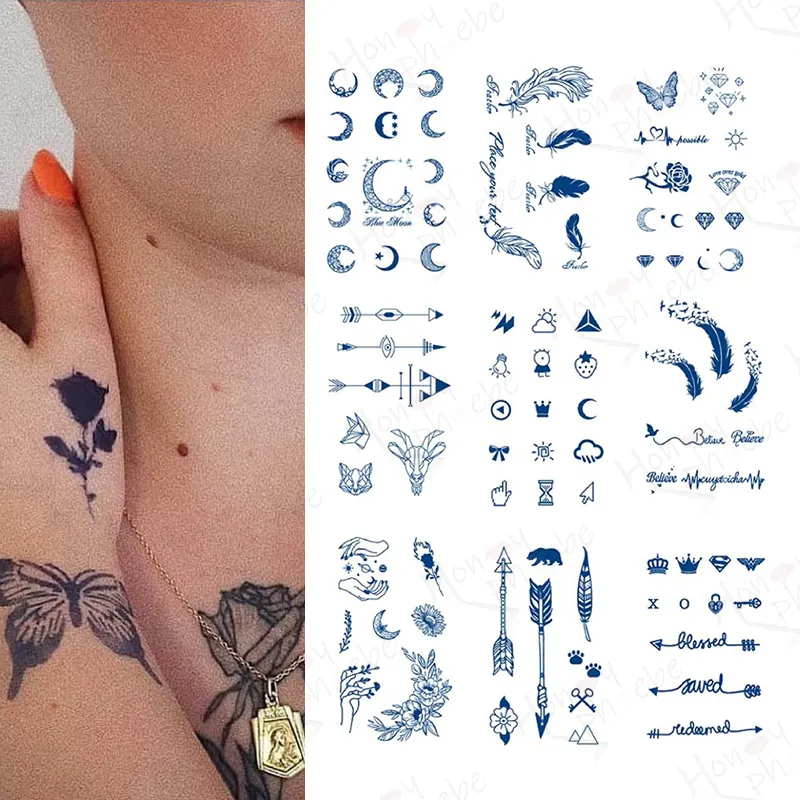 Honing Phoebe Kruiden Semi-Permanente Sap Tattoo Sticker Waterdichte Langdurige Echte Simulatie Tattoo Verschillende Patronen