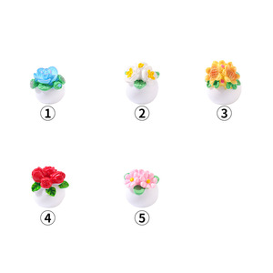 Mini pots de fleurs en résine, plantes artificielles colorées, ensemble de 5 pots décoratifs pour bureau, décoration intérieure - Product Image 4