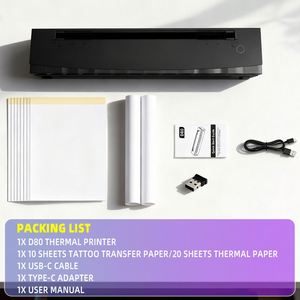 Imprimante à transfert thermique D80, batterie 2600 mAh, garantie 1 an - En stock, format de papier 216 mm pour artistes tatoueurs 203 dpi - Product Image 6