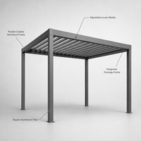 Pergola en aluminium réglable manuellement, gazebo à lames orientables imperméable pour la maison, la terrasse et les loisirs en plein air