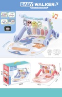 Baby-Puzzle-Aktivitätsmatte mit Musik und Klavier, Fitness-Rack, Lauflernhilfe und Kinderwagen-Spielzeug für Kleinkinder