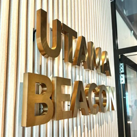 Lettres en acier inoxydable brossé or 3D personnalisées, plaque de logo murale en métal non éclairée pour le fond de réception de bureau, boutique