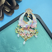 Broche Paon 3D en Émail 6 Couleurs avec Perle Imitation Goutte d'Eau, Épingle de Revers Unisexe de Luxe, Accessoire de Costume Formel