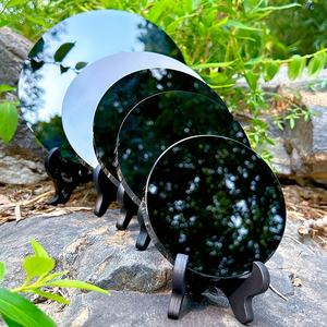 Lustre Crystal Modern Energy Inhaler Hand Carved Crystal Crafts Polished Plate <b>Black</b> Obsidian Crystal <b>Mirror</b> for Witchy Things - Product Image 5