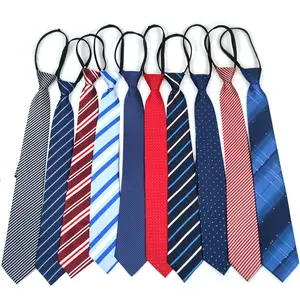 Wholesale Zipper Neck Tie Custom Simplify Matters Men Wholesale Plain Hopsack Polyester Security Solid Black Zip Ties