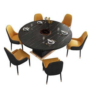 Conjunto de cocina pequeño para comedor, mueble de almacenamiento redondo de mármol <span class=keywords><strong>plegable</strong></span>, sofá de Snooker, mesa de restaurante inteligente - Product Image 2
