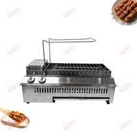 Machine à brochettes à bascule automatique Grills à gaz d'intérieur commerciaux 360 Bâtons de kebab rotatifs Grille de barbecue en acier inoxydable