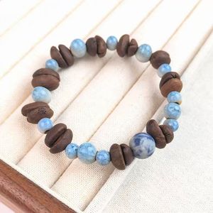 Pulseras de cuentas de café retro estilo bosque de moda, 4 estilos de pulseras de cerámica esmaltada con dijes suaves para hombre y mujer - Product Image 4