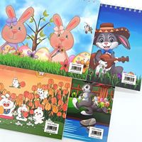 Carnet de dessin A4 épais à spirale Little Rabbit pour enfants, avec motifs de dessins animés mignons, pour croquis, art, peinture et gouache, 60 feuilles
