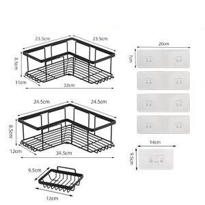 Mensole adesive per doccia con portasapone e ganci per doccia portaoggetti per bagno organizer <span class=keywords><strong>angolo</strong></span> doccia per interno - Product Image 4