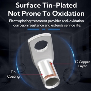 Cnxi góc phải T2 cáp đồng kết thúc nhiều kích cỡ nhiệm vụ nặng nề uốn kết nối dây điện Lugs khoen hình ống Vòng thiết bị đầu cuối - Product Image 3