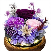 Rose éternelle préservée sous cloche en verre - Conservez les fleurs pendant 3 à 5 ans - Cadeaux pour la fête des mères, la Saint-Valentin, les anniversaires pour femmes