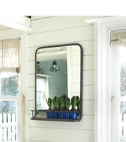 Étagère de style nordique avec miroirs à cadre métallique, en métal, avec crochets, décoration murale pour la maison
