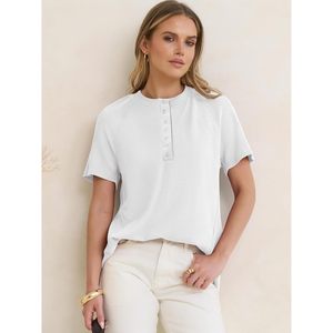 Blusa Informal Holgada de Manga Corta con Botones Delanteros y Tejido Waffle para Mujer, Transpirable, Primavera-Verano 2026, Marca FOXA - Product Image 5