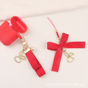 Nouvelle perle ruban porte-clés pendentif créatif alliage lapin accessoires frais étui pour écouteurs sac décoration - Product Image 4