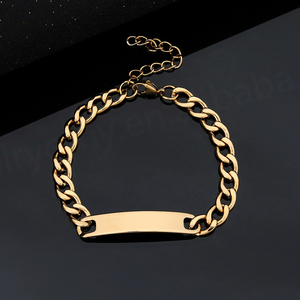 Wholesale Stainless Steel Blank <b>Bracelet</b> Can Engraved Chain Blank Bar Shaped <b>Bracelets</b> Gift Men Women Steel Jewelry - Product Image 2