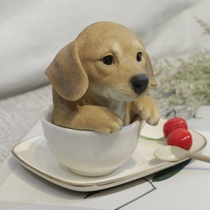 Hogar decoración de la Mesa de polyresin labrador estatua perro sentado en la taza perro miniatura figuras - Product Image 3