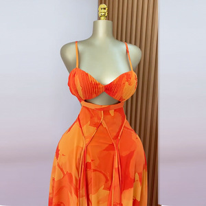 Robes imprimées pour femmes, style halter, taille haute, coupe trapèze, tendance - Product Image 4