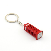 Vente en gros de porte-clés en métal Porte-clés rectangulaire en métal Cabine téléphonique Bus à deux étages Porte-clés boîte aux lettres britannique