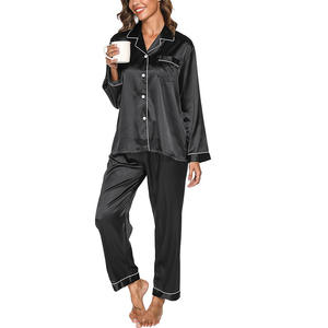 Nuovo Completo Due Pezzi in Seta Ghiaccio per Donna, Camicia <span class=keywords><strong>da</strong></span> <span class=keywords><strong>Notte</strong></span> a Maniche Lunghe, <span class=keywords><strong>Taglie</strong></span> <span class=keywords><strong>Grandi</strong></span>, Abbigliamento <span class=keywords><strong>da</strong></span> Casa - Product Image 5