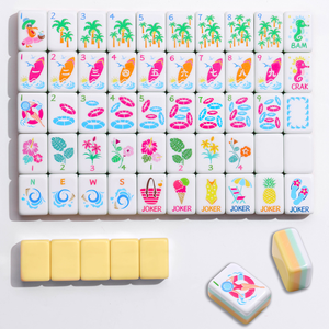 Custom Modern Portable 4-Layer Yellow Acrylic American Mahjong Tiles Summer Pool Theme Mahjong Set for Beach Party - Product Image 6