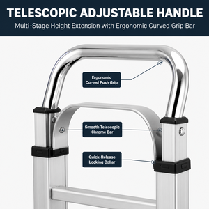 Carretilla de Plataforma Plegable de Aluminio Ligero con Mango Telescópico y Ruedas de Desplazamiento Suave, Duradera para Uso Industrial, Doméstico, Viajes y Compras - Product Image 4