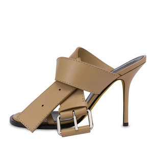 Sandalias de tacón alto y fino para mujer, con correa anudada, hebillas metálicas, estilo mule de una sola banda, para verano - Product Image 5