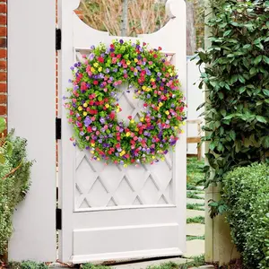 30CM Colorful Eucalyptus Garland Spring Summer Colorful Eucalyptus Front Door Decorations Handmade Eucalyptus Wreaths