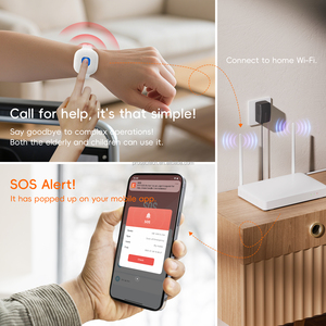 Tuya không thấm nước thông minh Wifi an toàn SOS Vòng đeo tay cảnh báo khẩn cấp SOS xem người già rơi báo động SOS gọi hoảng loạn nút - Product Image 3