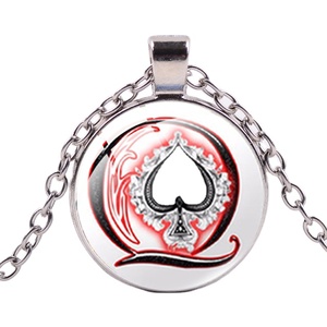 Collier classique <span class=keywords><strong>de</strong></span> Poker pour hommes et femmes, <span class=keywords><strong>de</strong></span> haute qualité, aiguilles Q Queen, bijoux personnalité - Product Image 1