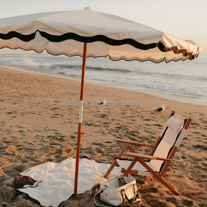 <span class=keywords><strong>Parasol</strong></span> d'extérieur en <span class=keywords><strong>toile</strong></span> de qualité supérieure blanc antique Poteau en bois portable UPF50 Parapluie de plage moderne pour cour pour les vacances d'été - Product Image 5