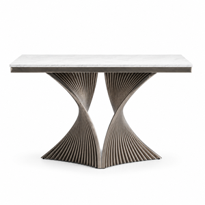 Elegante Mesa Consola de Mármol Blanco para Vestíbulo con Estructura de Acero Dorado Trenzado para Decoración Moderna de Entrada y Recepción de Hoteles y Hogares - Product Image 3
